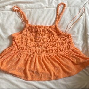 SO Vibrant Orange Smocked Top